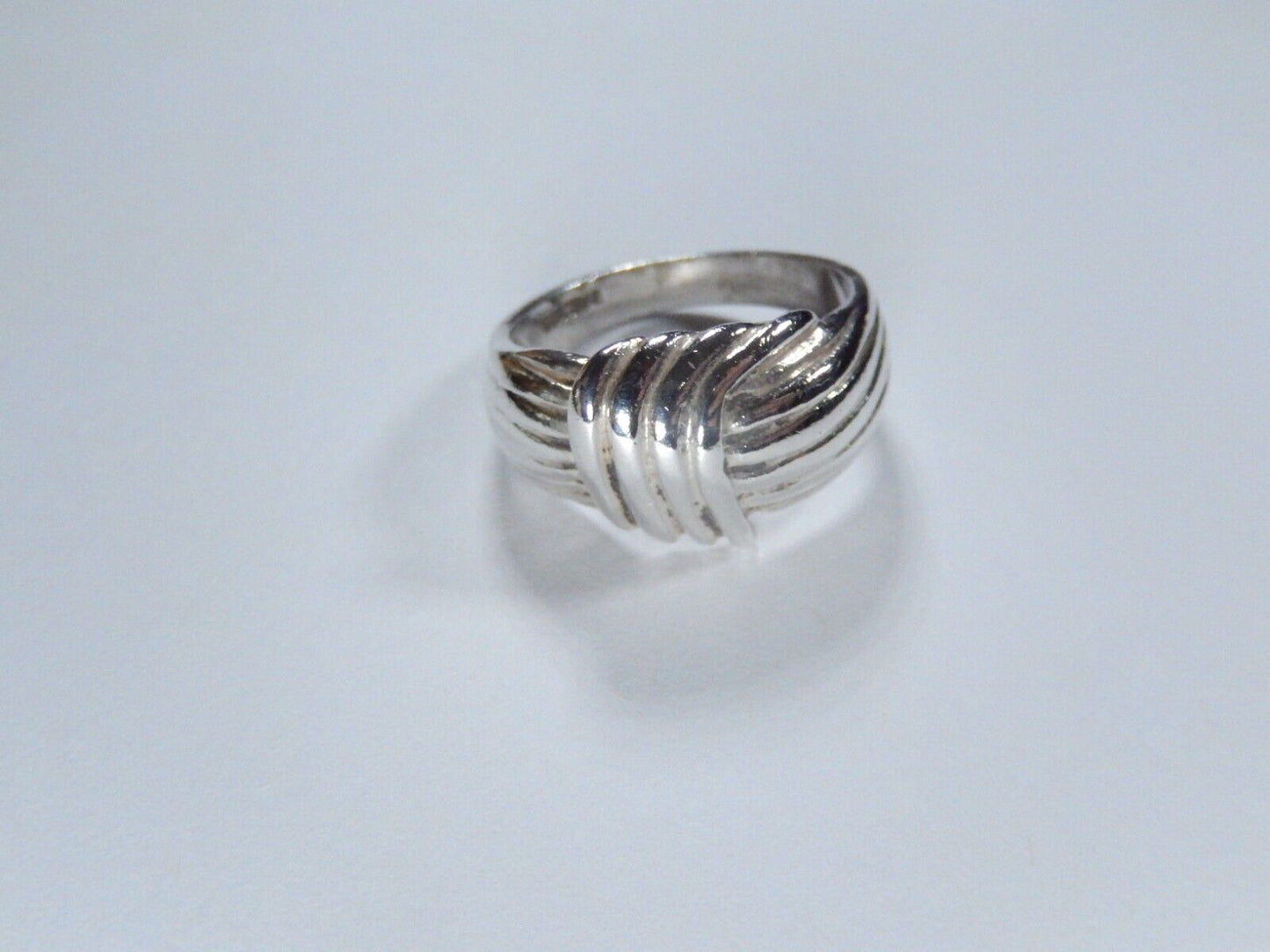 High Polish Grooved Bar Line Fashion Ring .925 Sterling Silver Band Sz 8