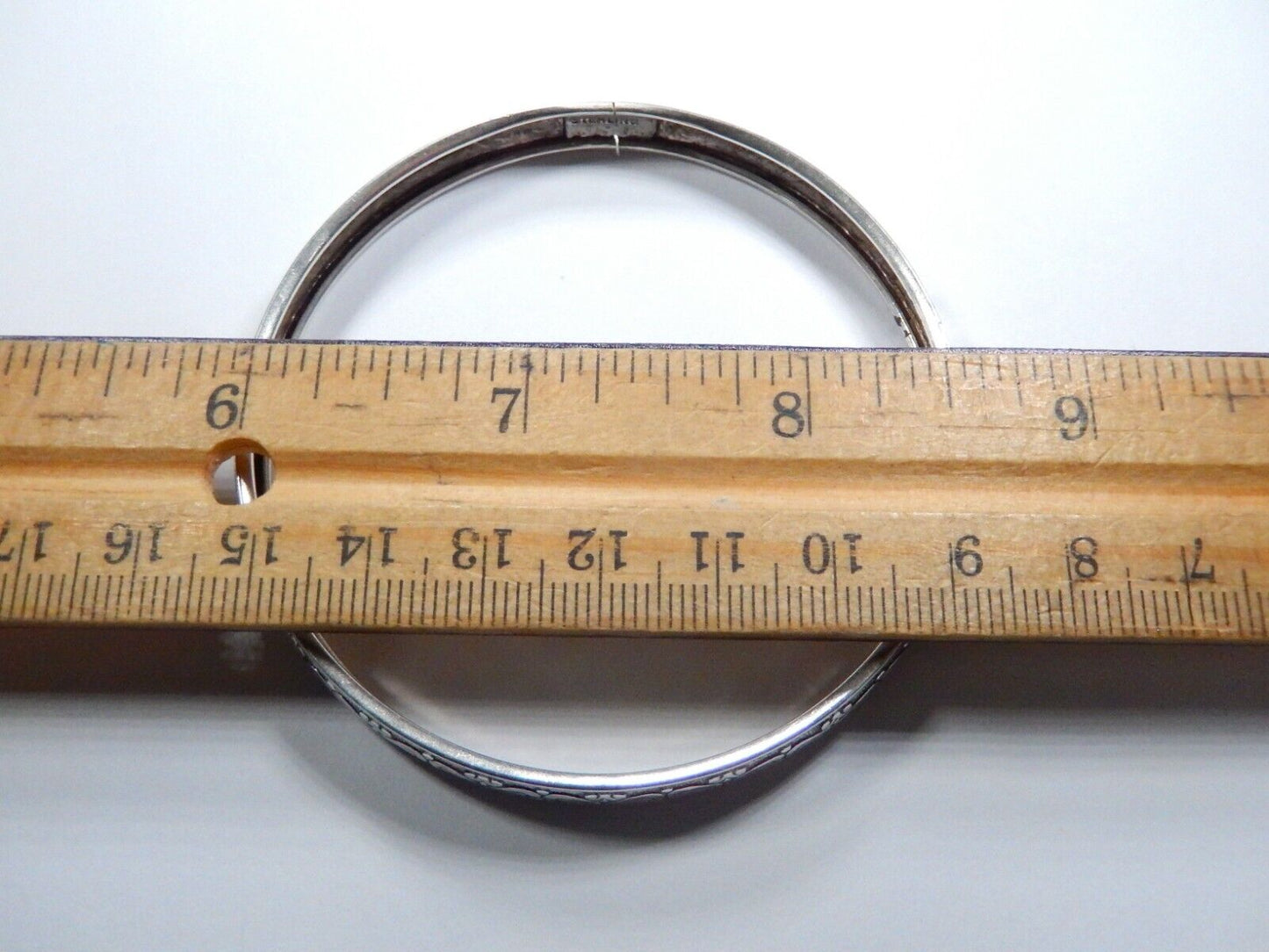 Vintage Sterling Silver Bangle Bracelet w/ Hearts Design