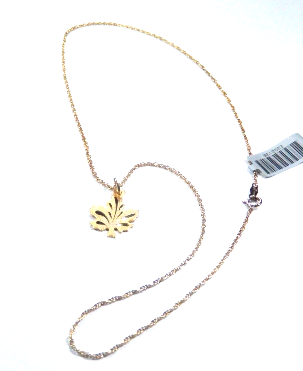 Gold Vermeil 925 Maple Leaf Pendant with 18 Gold Vermeil Chain