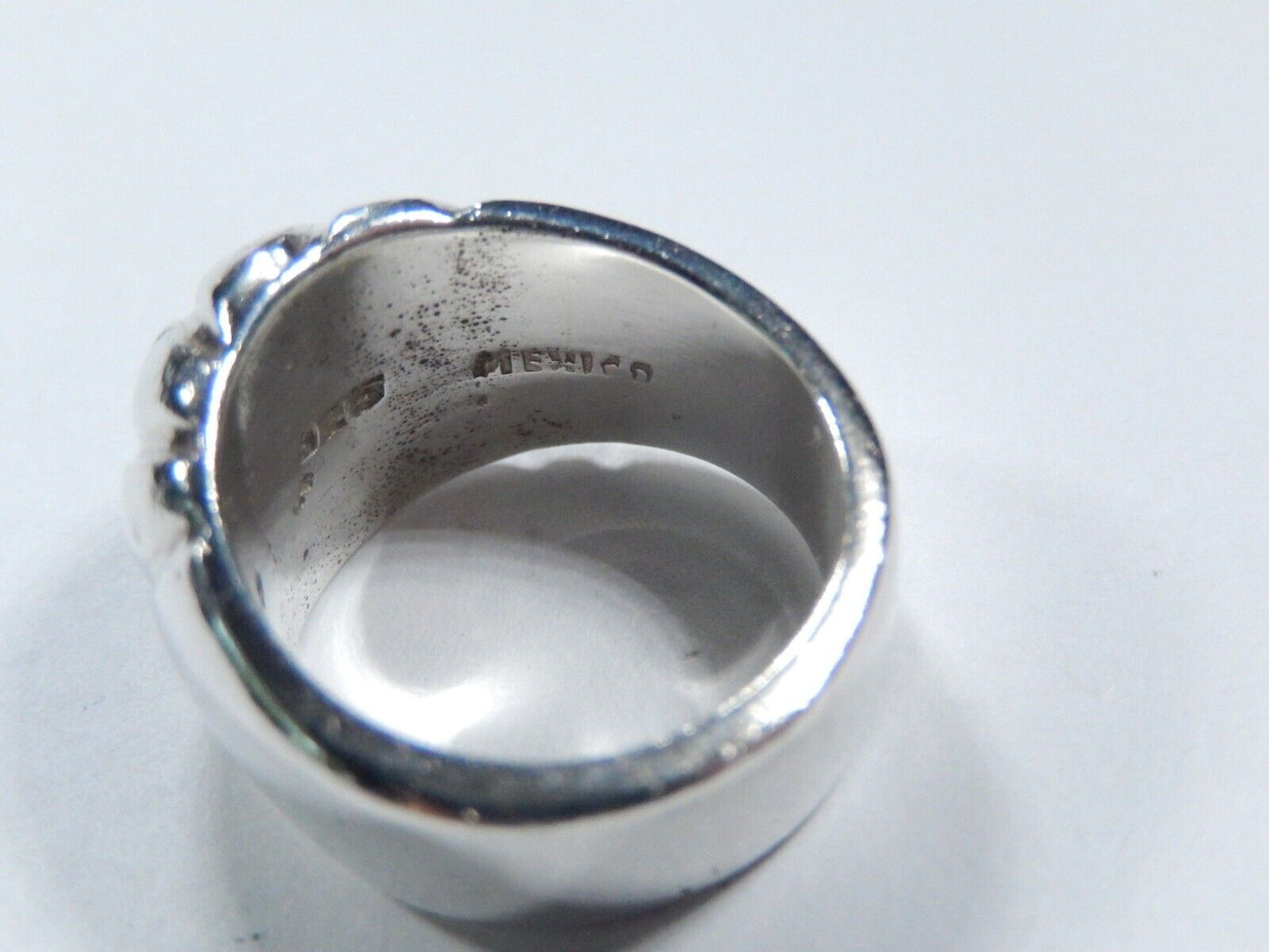 *VINTAGE* HEAVY Taxco Mexico Sterling Silver Modernist Ribbed Dome Ring Sz 6.75