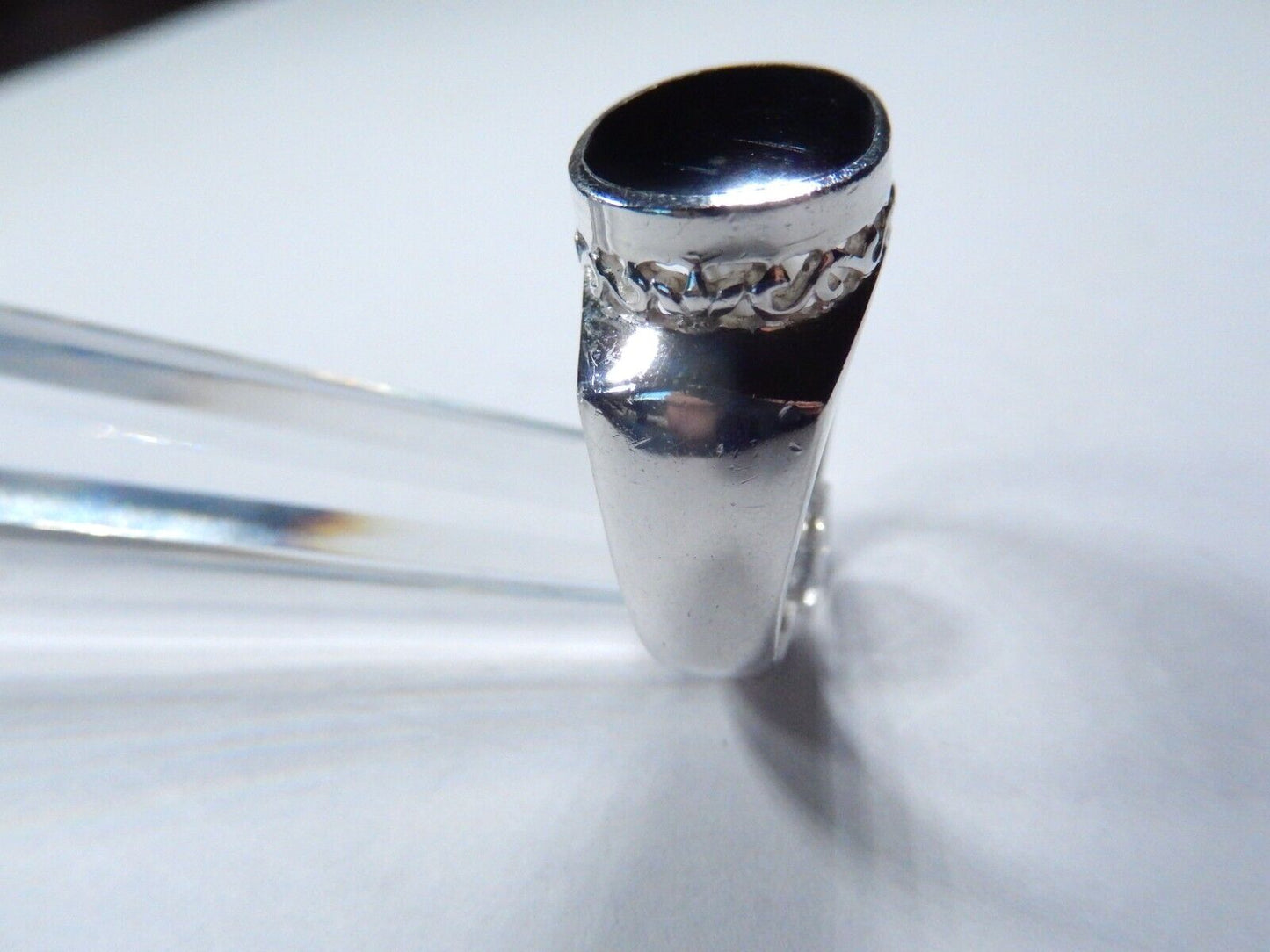 *VINTAGE* Men's Sterling Silver Black Onyx Ring Size 9