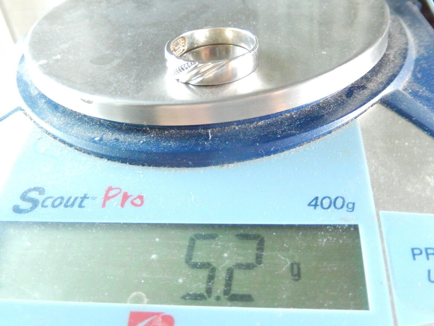 Men's Sterling Silver 5 Diamond Wedding Band Width 6mm Size 12.5