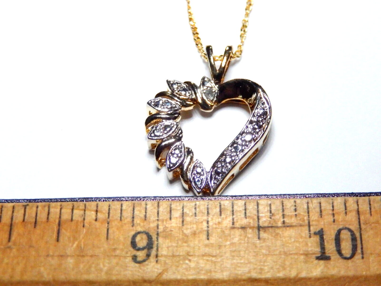 Gold Vermeil 925 Diamond Heart Pendant w18 Gold Vermeil Chain