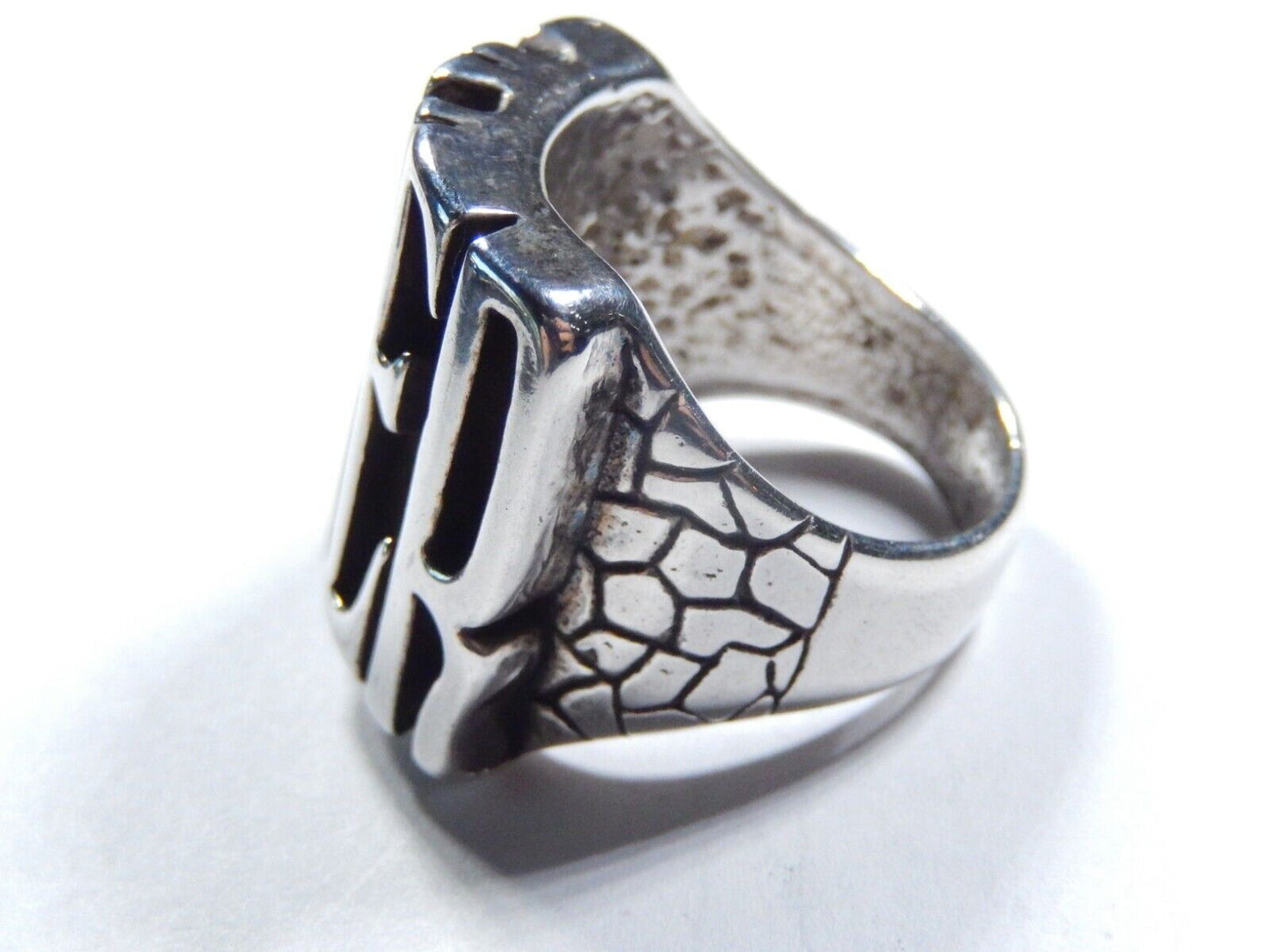 *RARE* G&C 1986 Sterling Silver Men's Biker Motorcycle Large Statement Ring Sz12
