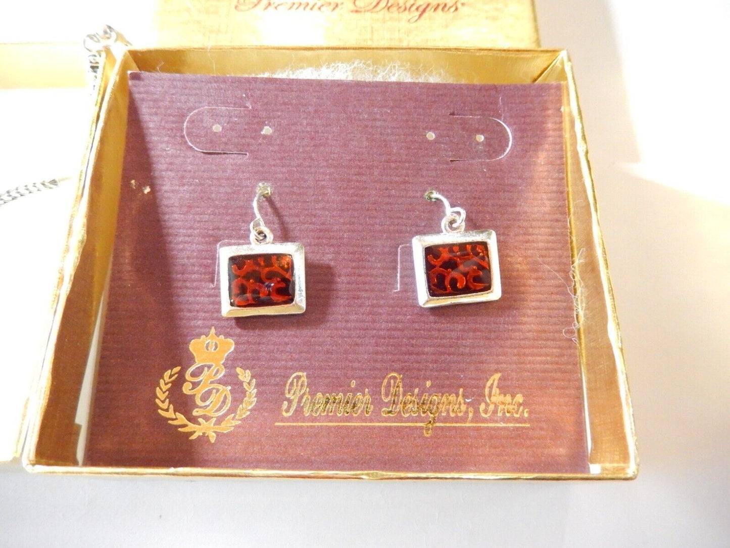 NEW IN BOX  Premier Designs Tigress NecklaceEarrings Set OrangeSilver