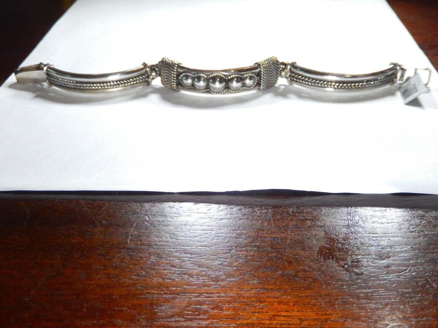 *VINTAGE* -  Sterling Silver Artist "BA" Beaded Link Bracelet 8"L x 1/2"W-44gms