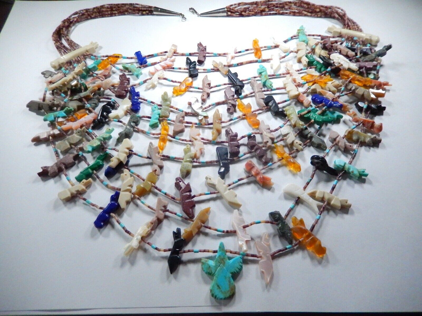 Vintage Native American Indian Zuni Fetish 10 Strand Necklace with COA