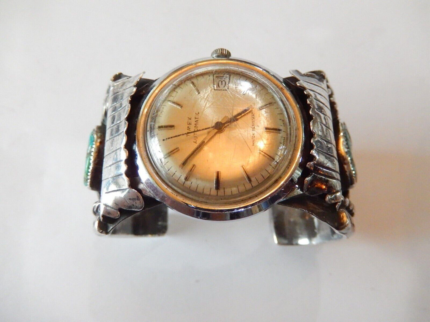KEE YAZZIE  Navajo Indian Jewelry Sterling Silver  Turquoise Watch Cuff 157gm
