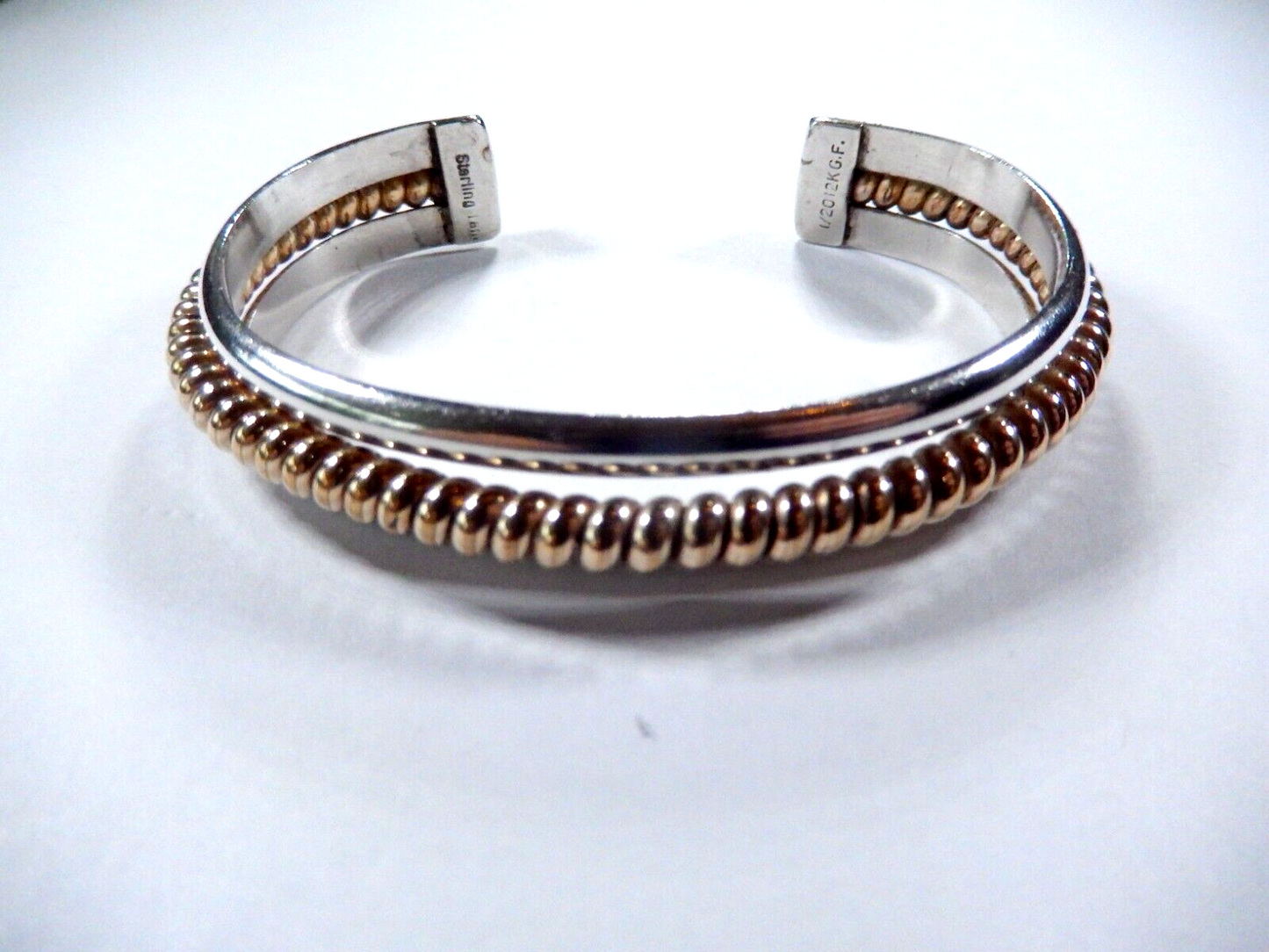 VINTAGE -  Sterling Silver With 12k Gold Filled Strip Bangle Bracelet 29.9 grams