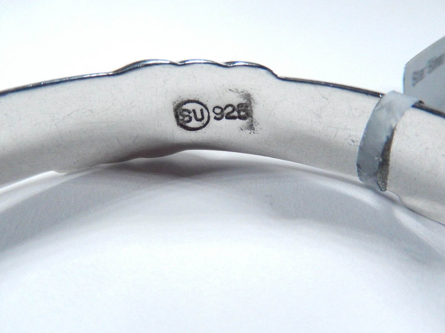 VINTAGE Signed "SU" Bangle 925 Sterling Silver Modernist Ribbed Bracelet 30.9gms