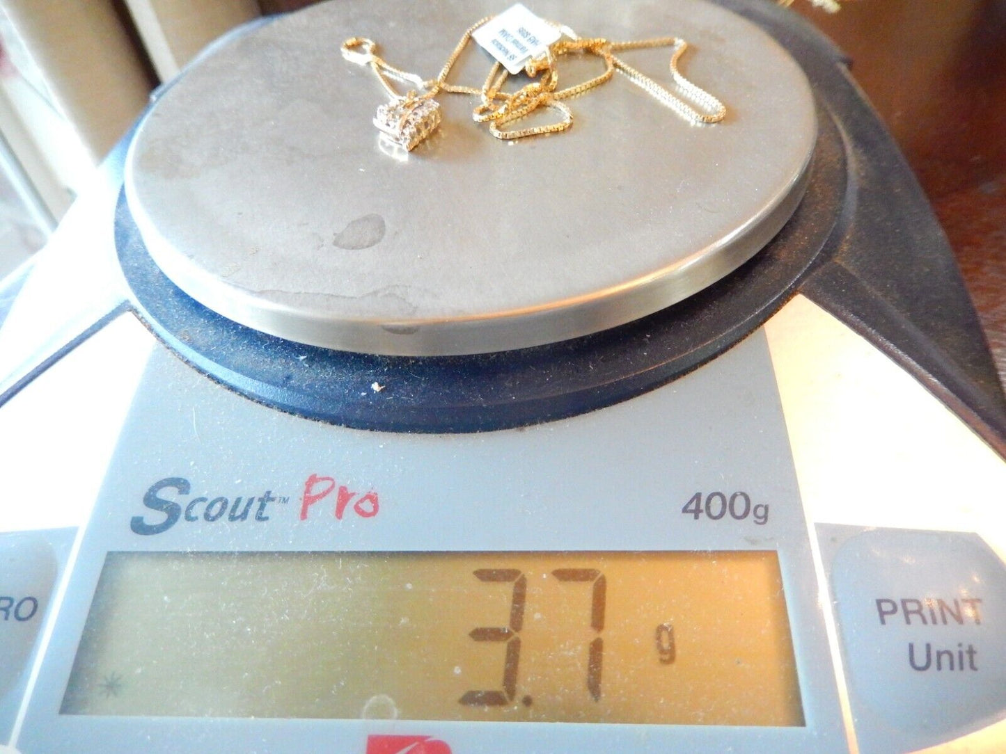 10K Yellow Gold HEART DIAMOND PENDANT with 18 Inch Chain