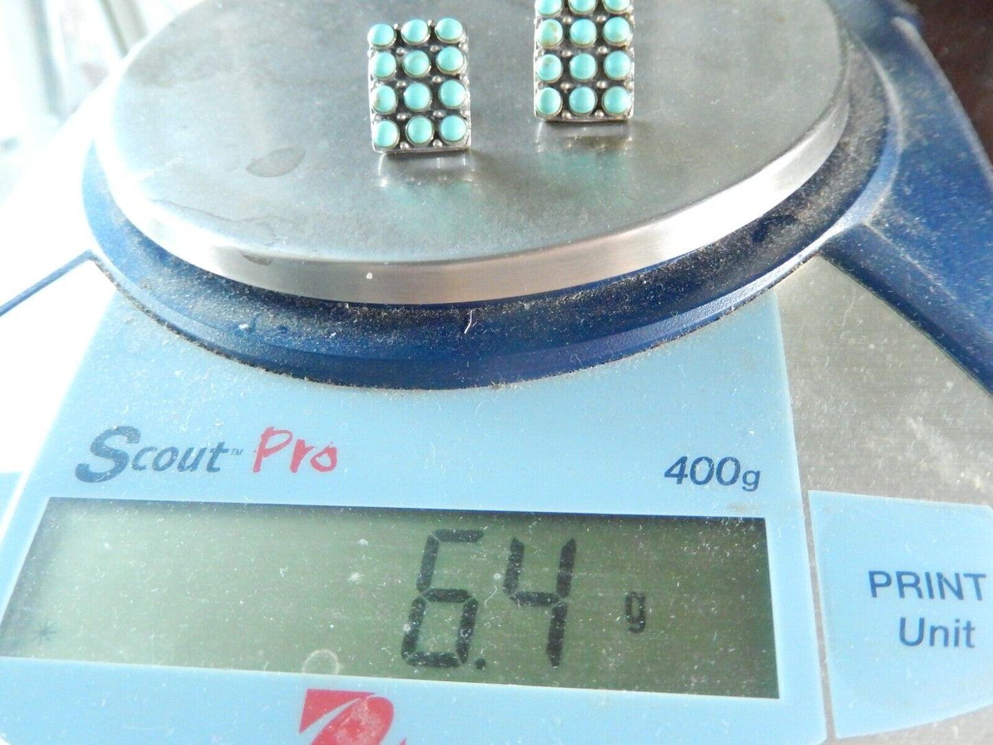 *VINTAGE*   Southwest Sterling Silver 925 Zuni Style Turquoise Post Earrings