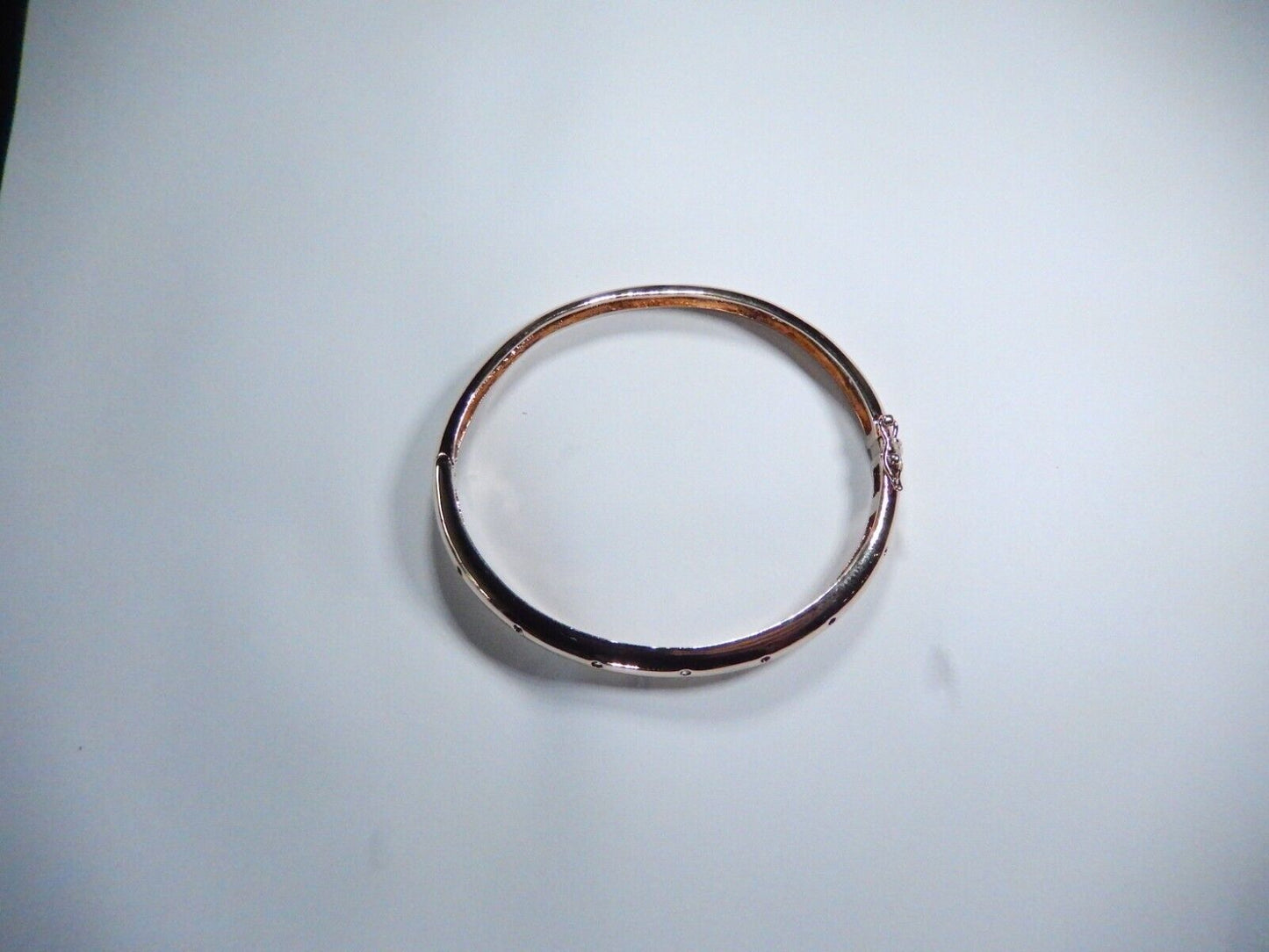 ROSE GOLD VERMEIL~CZ~HINGED .925 BANGLE BRACELET