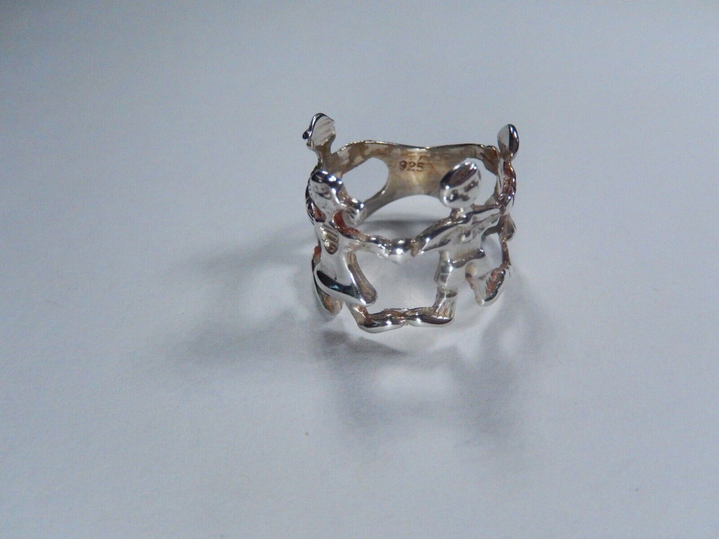Vintage Sterling Silver Open Band Ring Children Playing sz 5.5