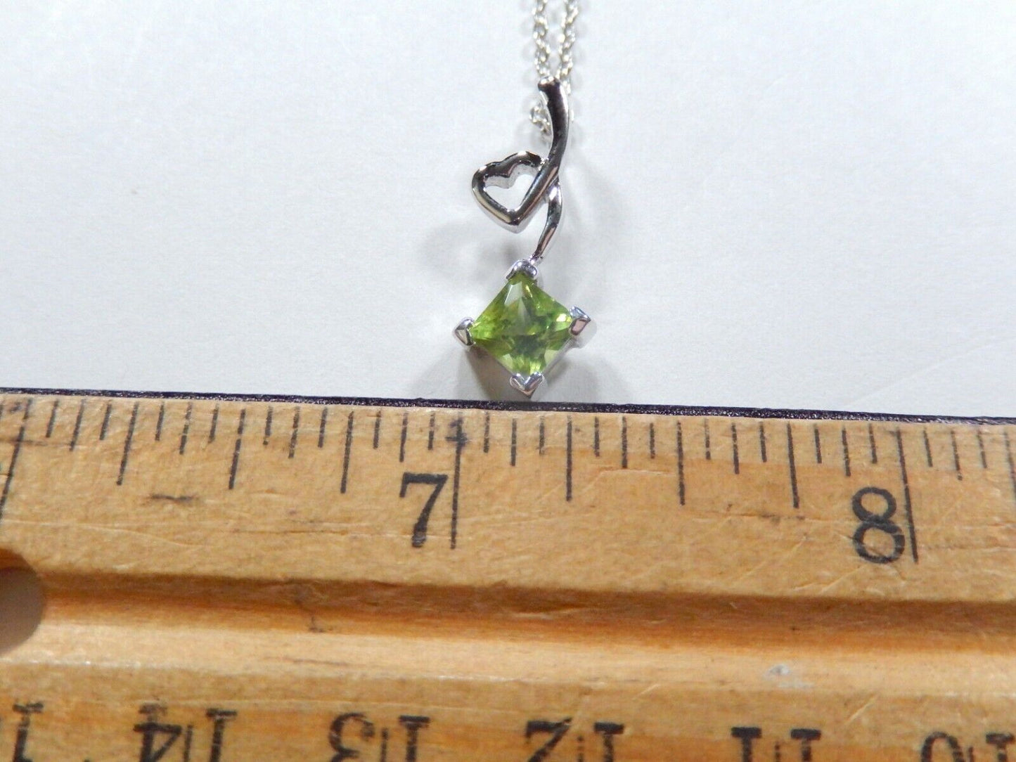 Sterling Silver Peridot Heart Pendant 18" Necklace