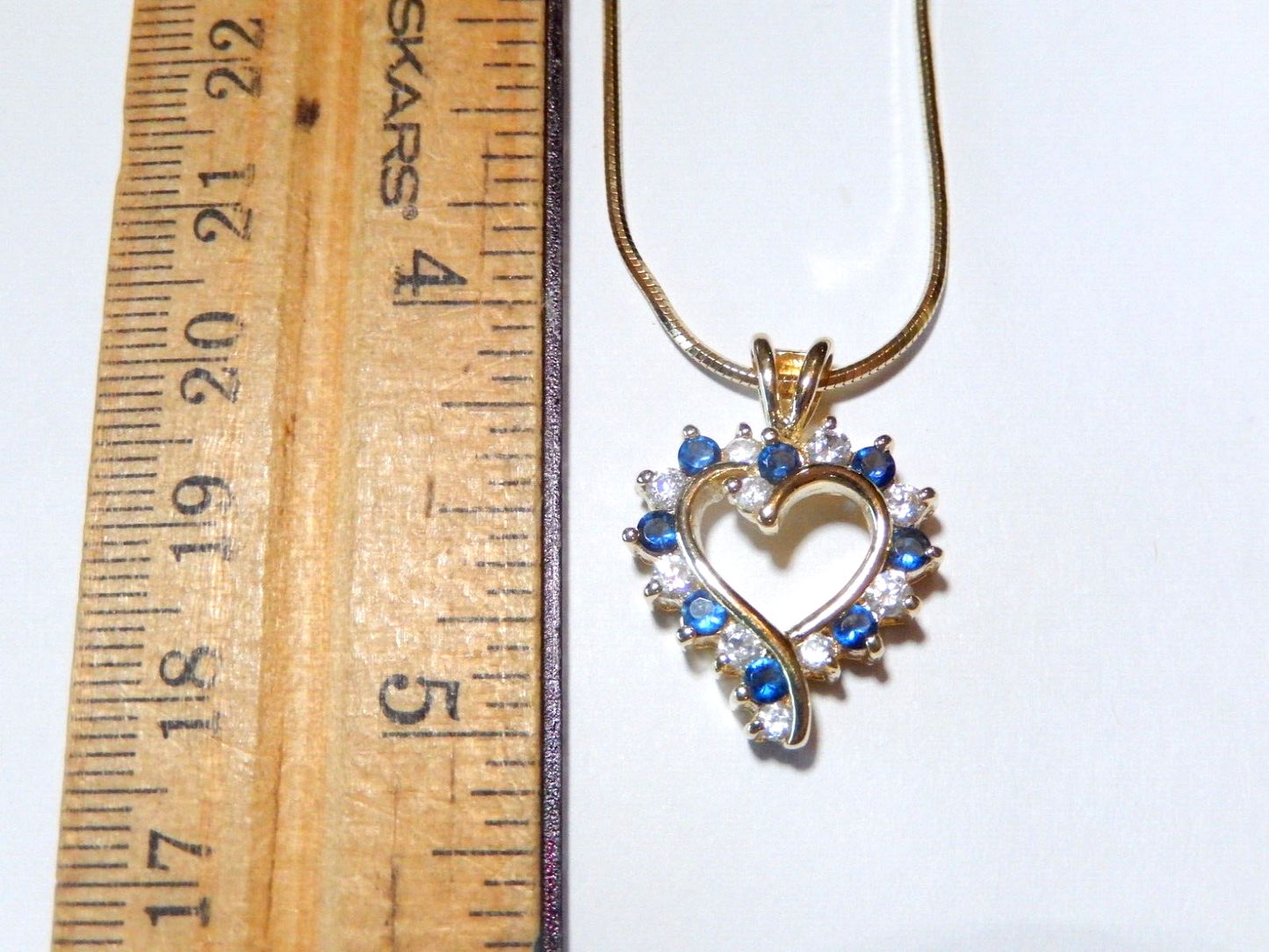 NEW Gold Vermeil 925 Sapphires CZ Heart Pendant w18 Vermeil Chain