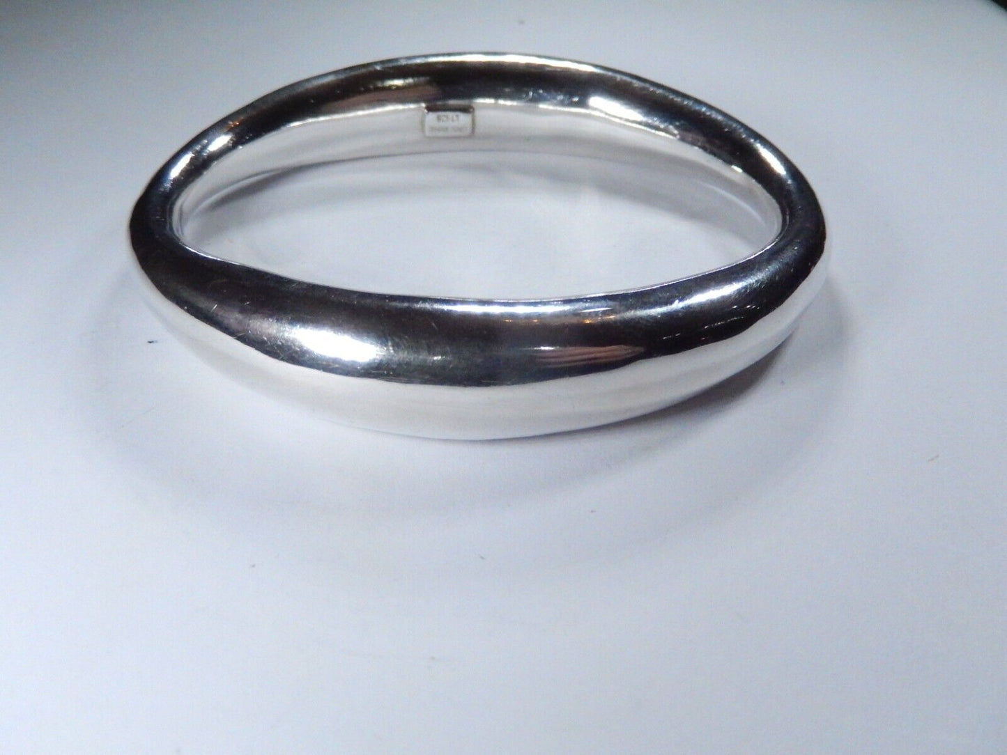 VINTAGE - Modernist Thick Oval Sterling Silver Smooth Bangle Bracelet