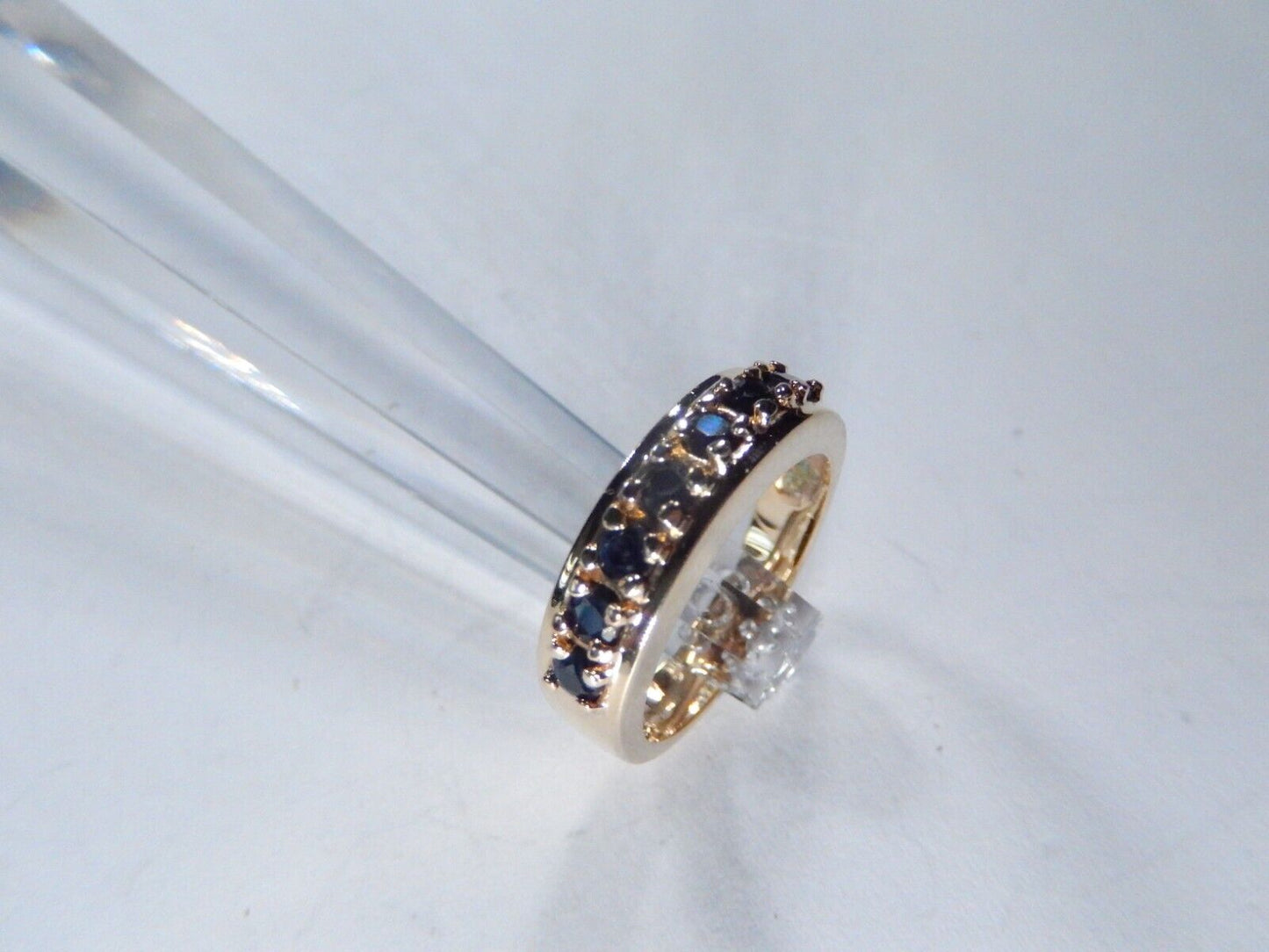 ROSS SIMONS VINTAGE VERMEIL STERLING SILVER SAPPHIRE 5.5 mm BAND RING Size 7