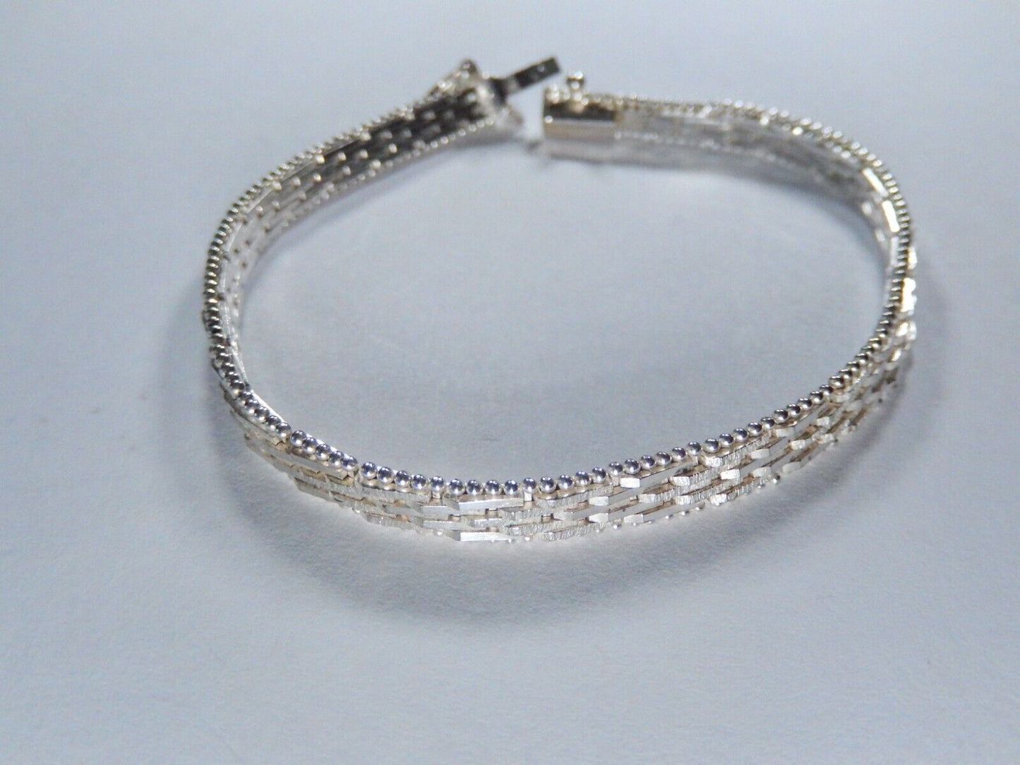Vintage Italy Thick Sterling Silver Heavy 5.5mm Wide Mesh Bracelet -7"