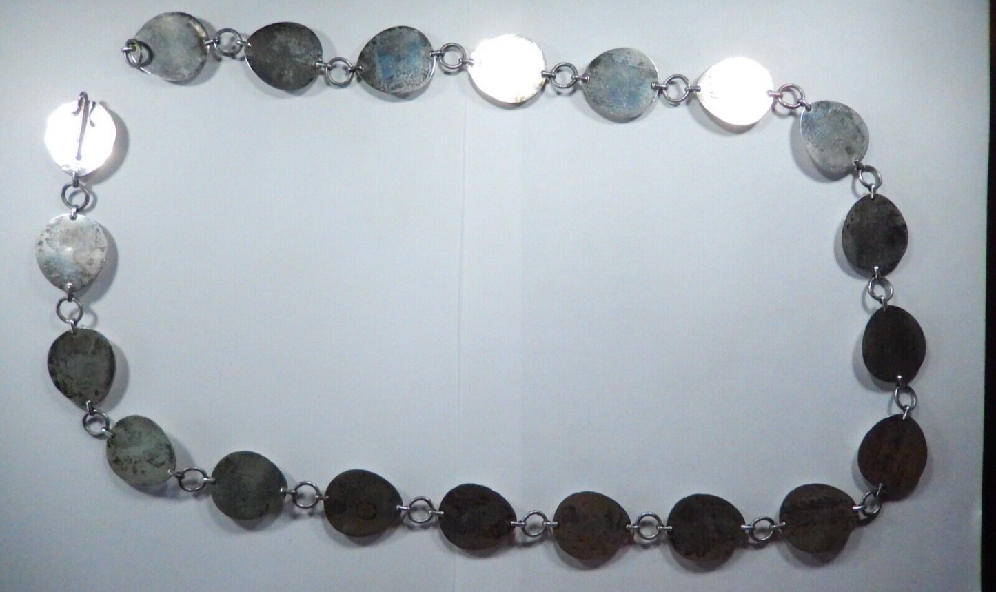 Vintage Navajo 36” Concho Belt / Necklace Sterling Silver Bear Claw Turquoise