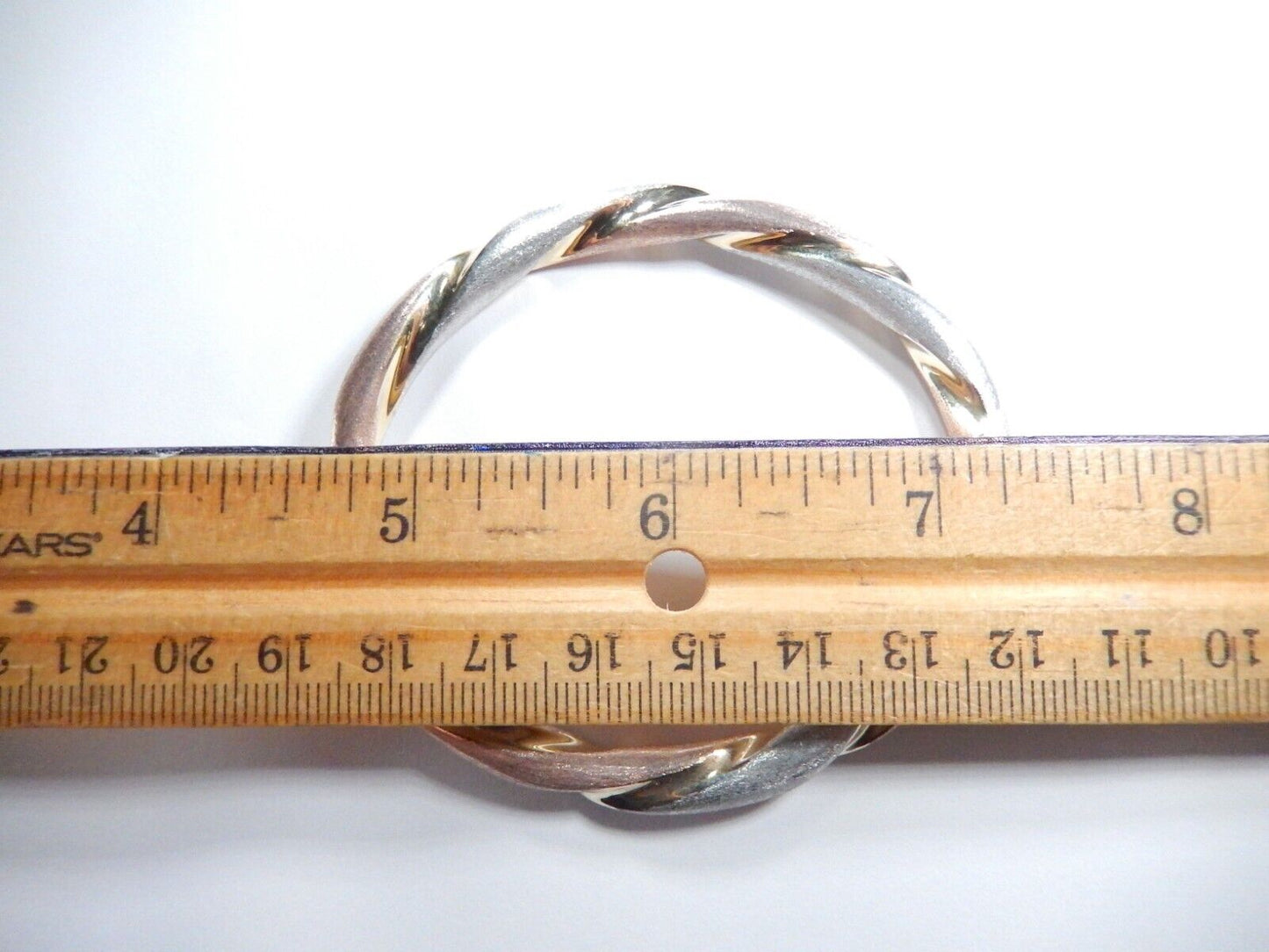 Veronese -Italy Sterling Silver Rose & Yellow & White Gold Vermeil Hinged Bangle