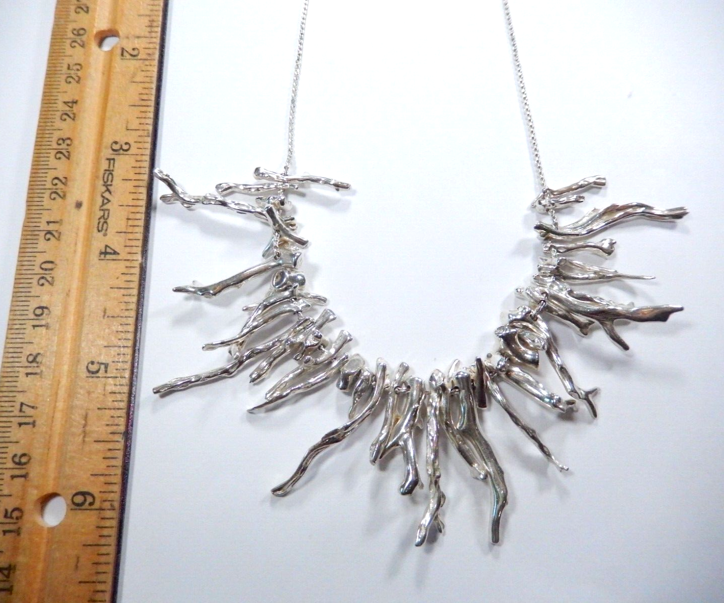 DESIGNER  Sterling Silver Tree Branch Woodland Nature Forest 15" Necklace - 47gm