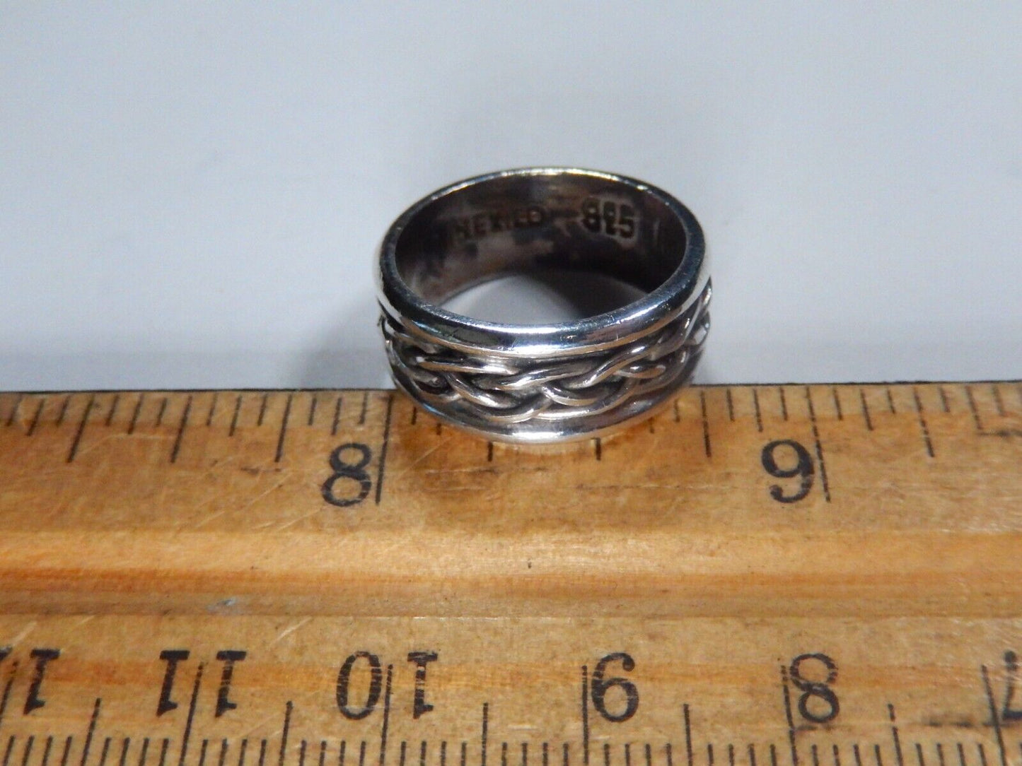 Vintage Mexico 925 Sterling Silver 8mm Braided Rope Wire Size 6.75  Band Ring