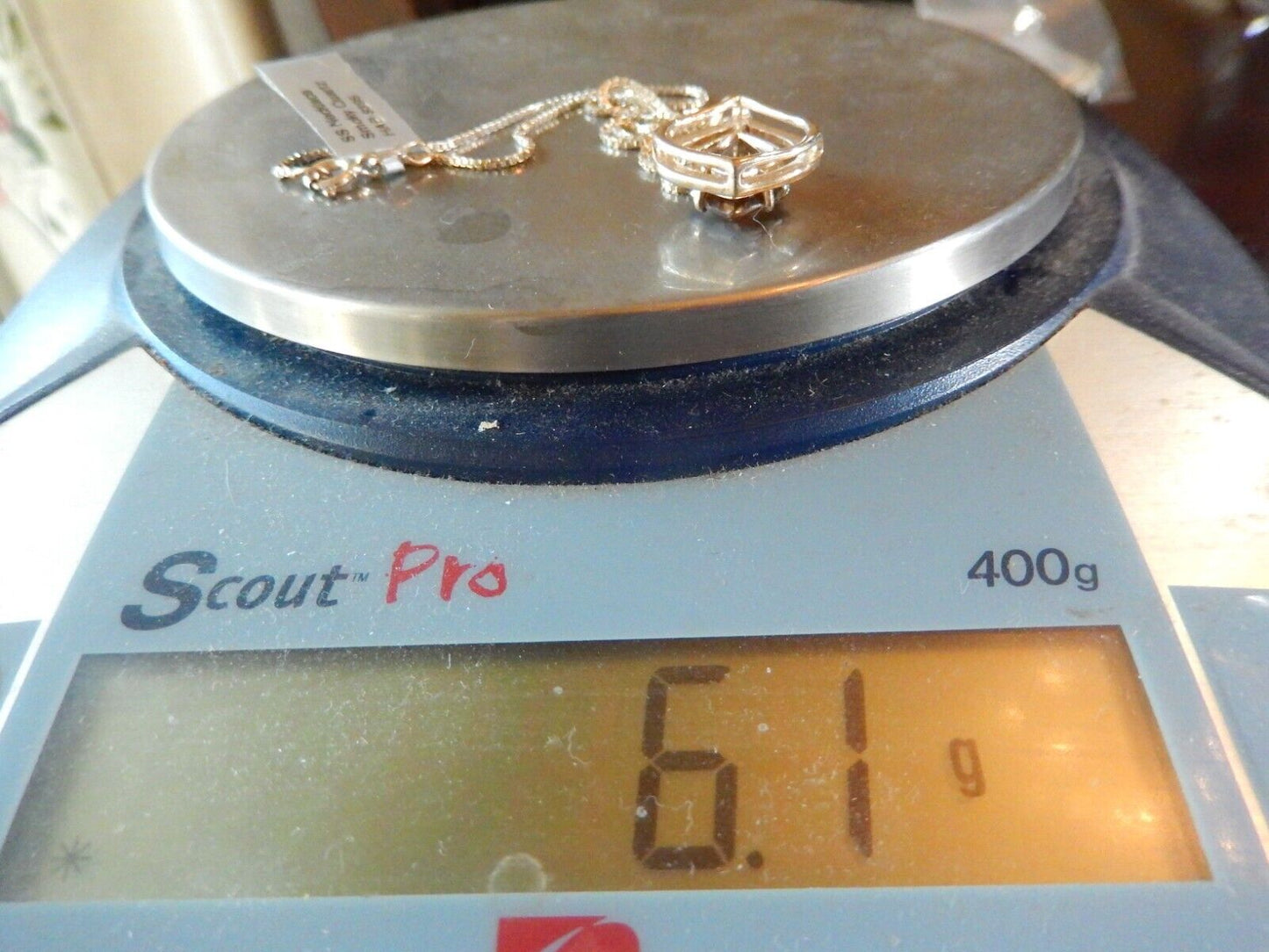 VINTAGE 925 Sterling Silver Real FancyCut Smoky Quartz Pendant w18 chain