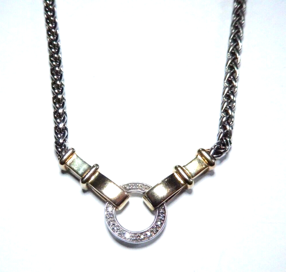 ALWAND VAHAN 14k Gold Sterling 925 Eternity Diamond Statement 18 Necklace 25gms