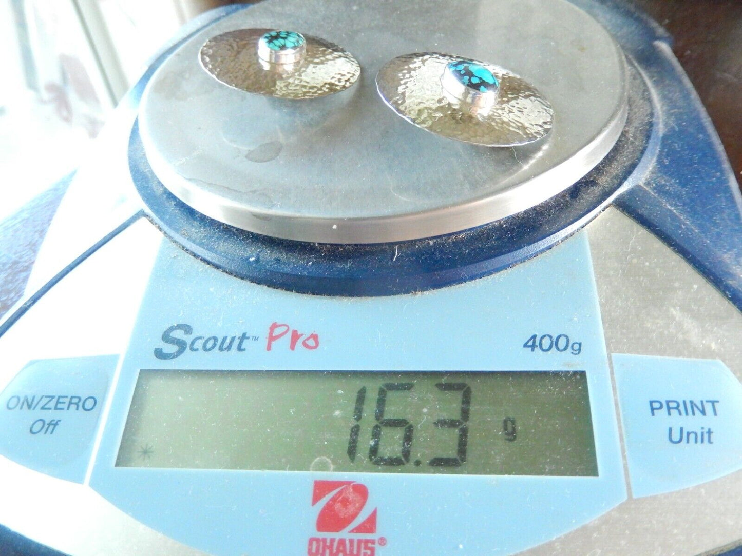 *VINTAGE*  TY Yazzie Sterling Silver Turquoise Native American Clip On Earrings
