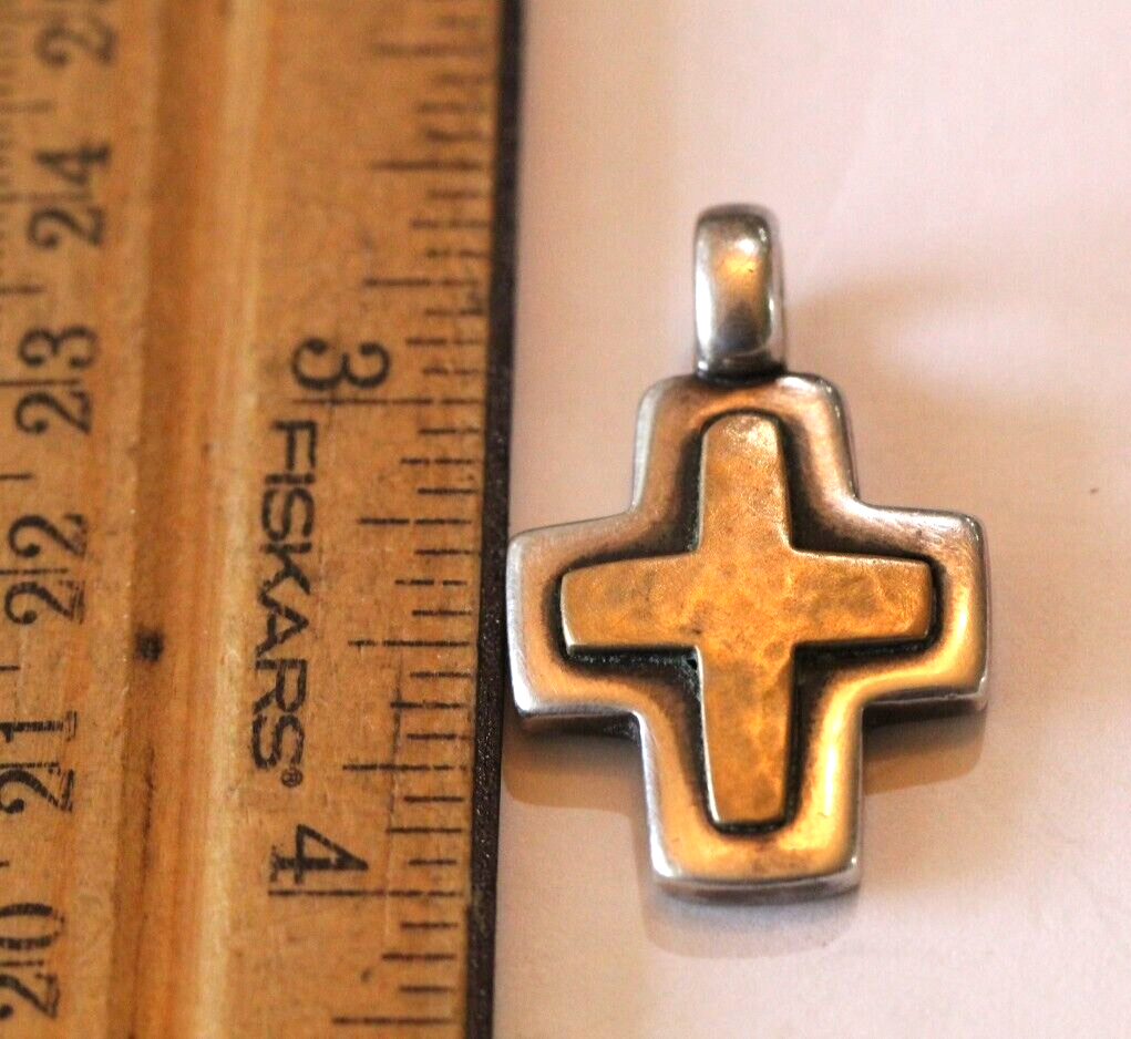 Retired James Avery Bronze and Sterling Silver Cross Pendant