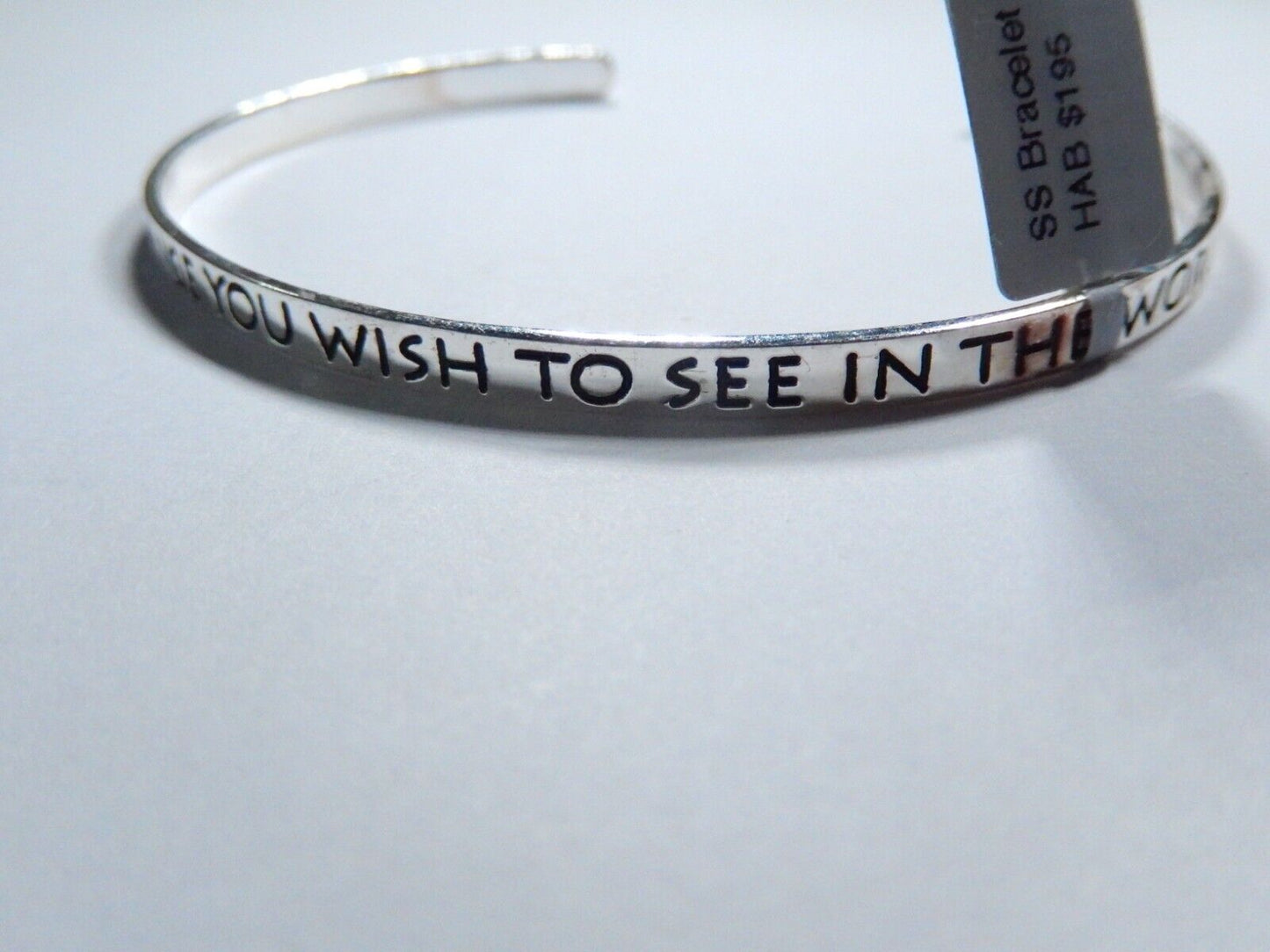 Sterling Silver 925 Inspirational "Be The Change....In The World Cuff Bracelet