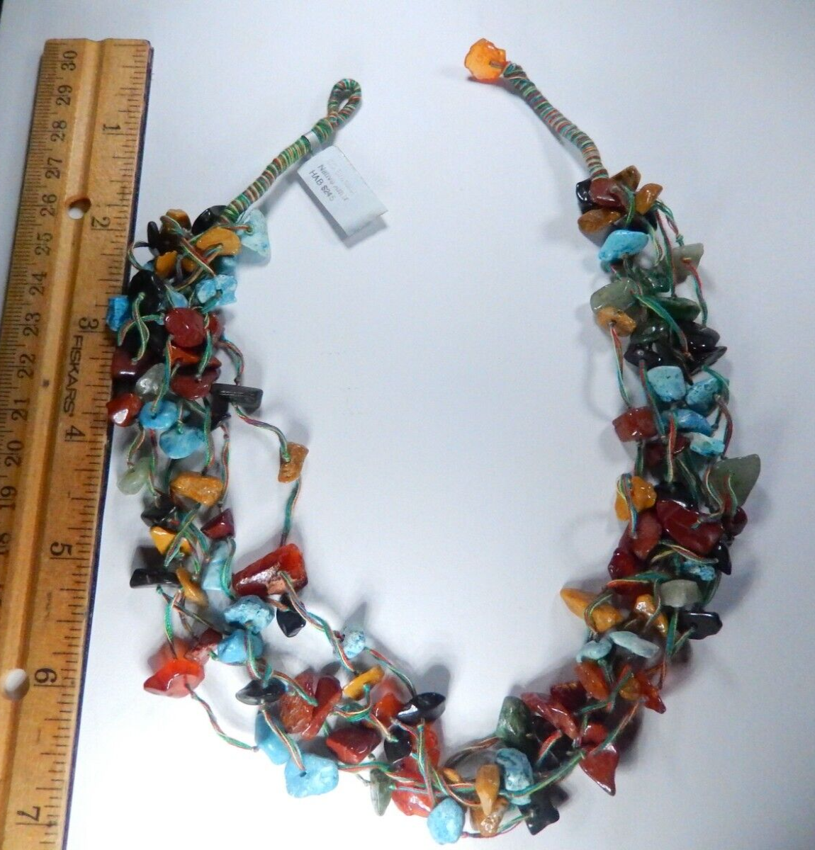 *VINTAGE* Native American Multi Gemstone Beaded Necklace 6 Strand 18" Length