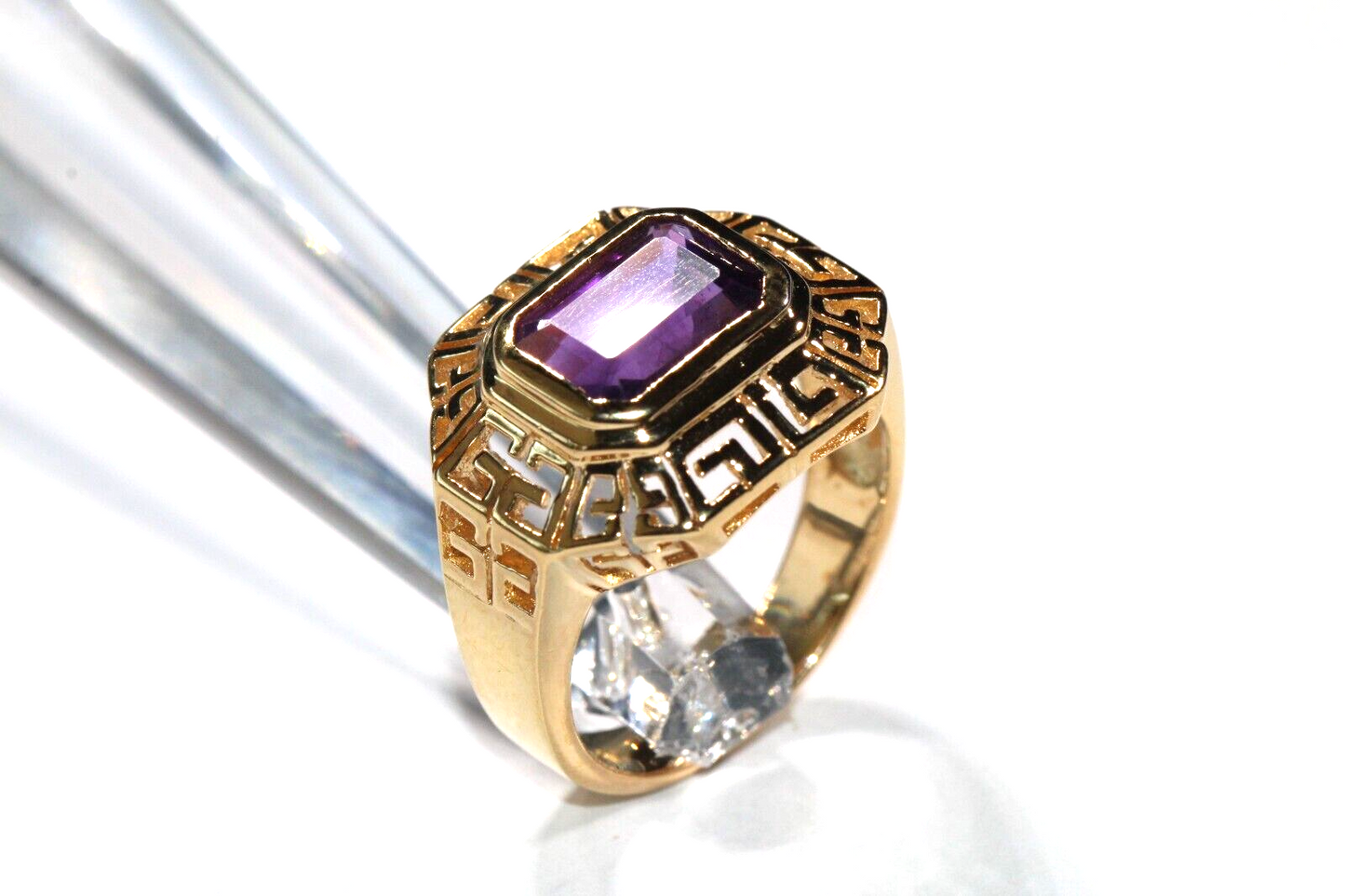 GOLD VERMEIL STERLING AND AMETHYST RING SIZE 6.75