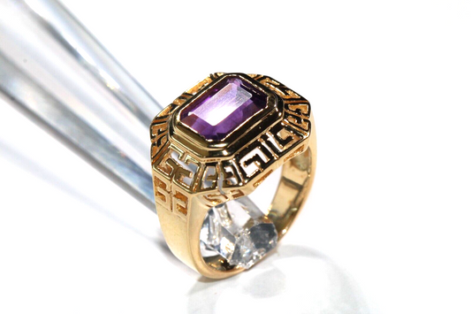 GOLD VERMEIL STERLING AND AMETHYST RING SIZE 6.75