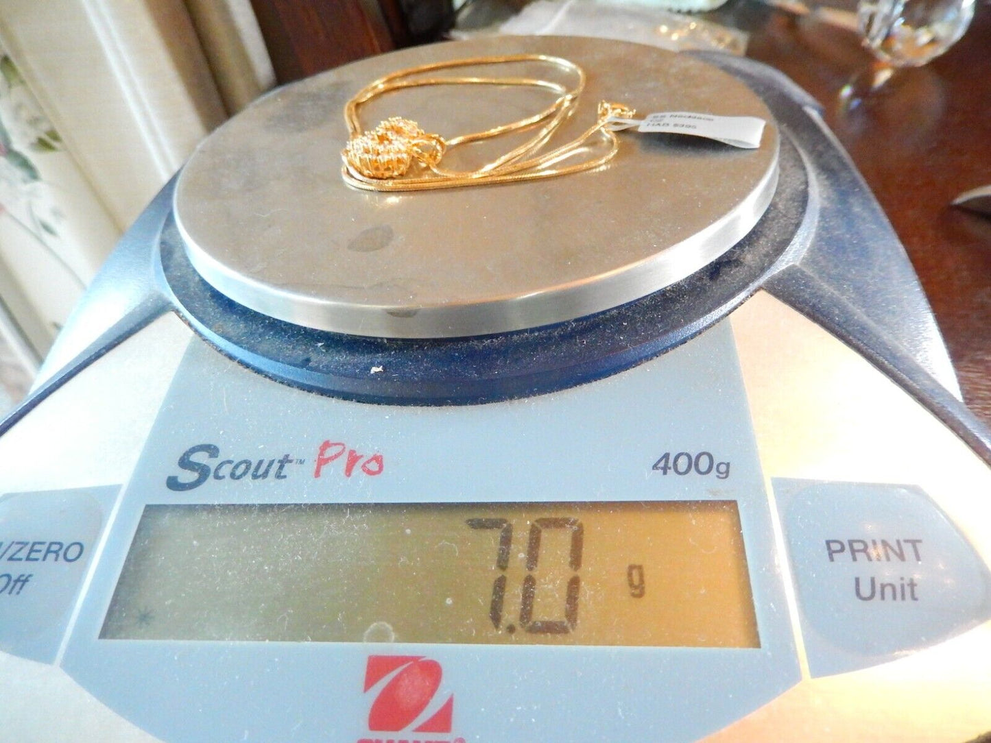 Gold Vermeil 100 CT CZ Heart Pendant with 18 Gold Smooth Vermeil Chain