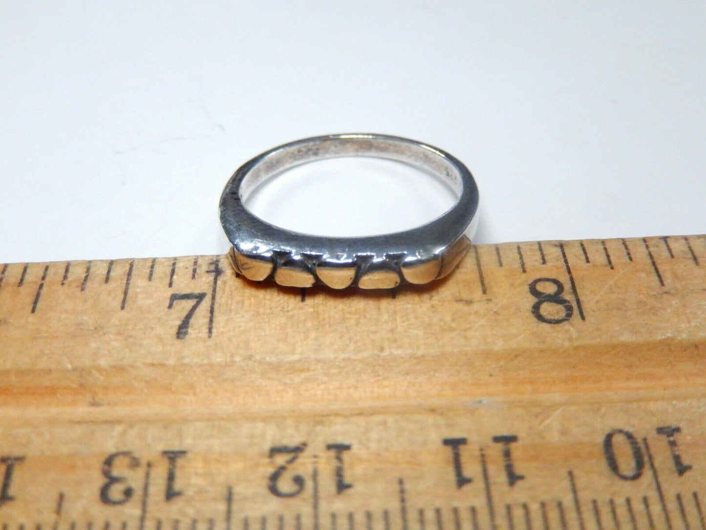 *VINTAGE* STERLING SILVER 3.0 MM WIDE HEART BAND RING SIZE: 7