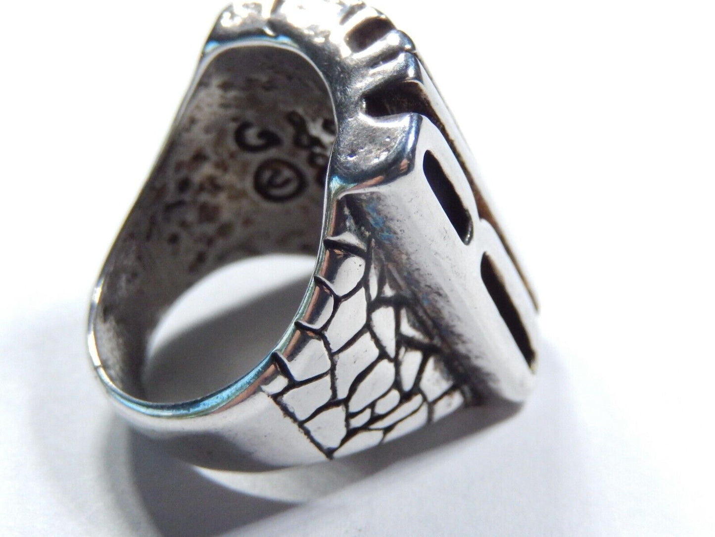*RARE* G&C 1986 Sterling Silver Men's Biker Motorcycle Large Statement Ring Sz12