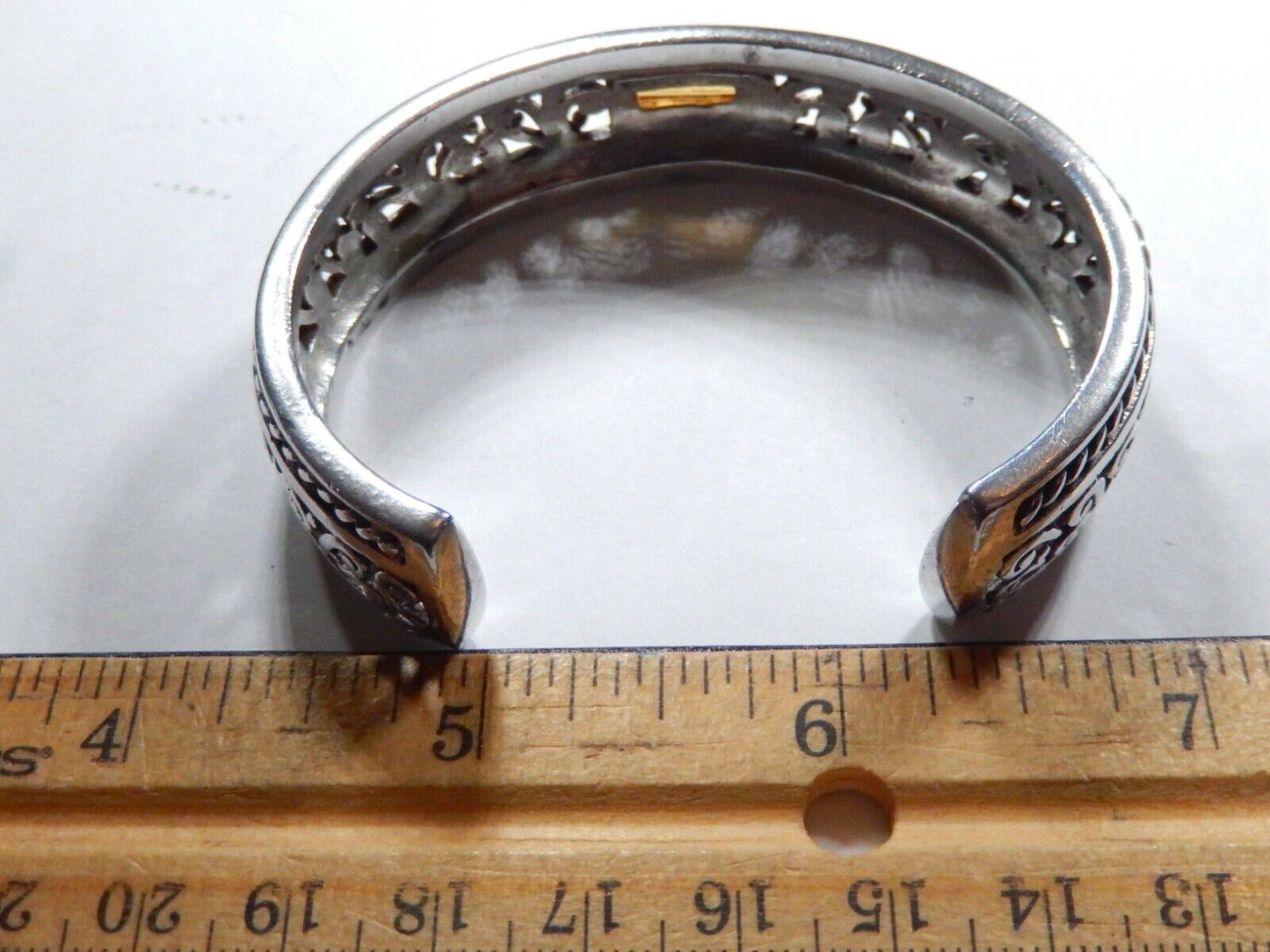 VINTAGE - Signed Barse Sterling Silver 925 Citrine Heavy Cuff Bracelet 56 grams