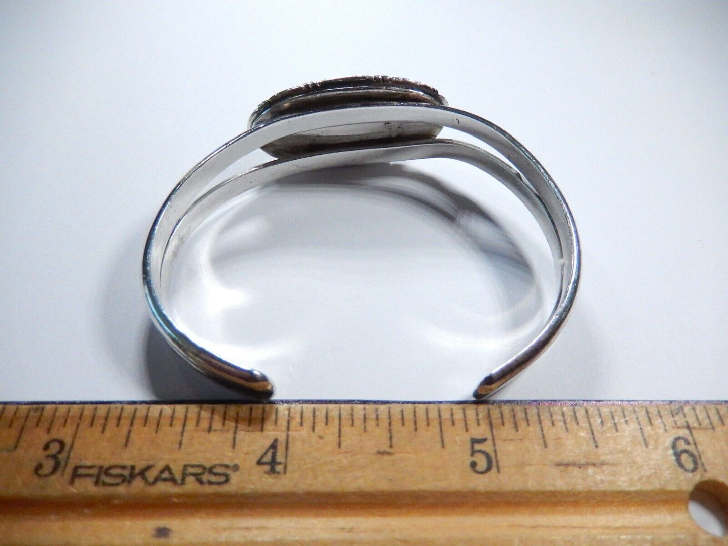 *VINTAGE*  Native American Navajo Artist "Smith" Malachite Sterling Silver Cuff