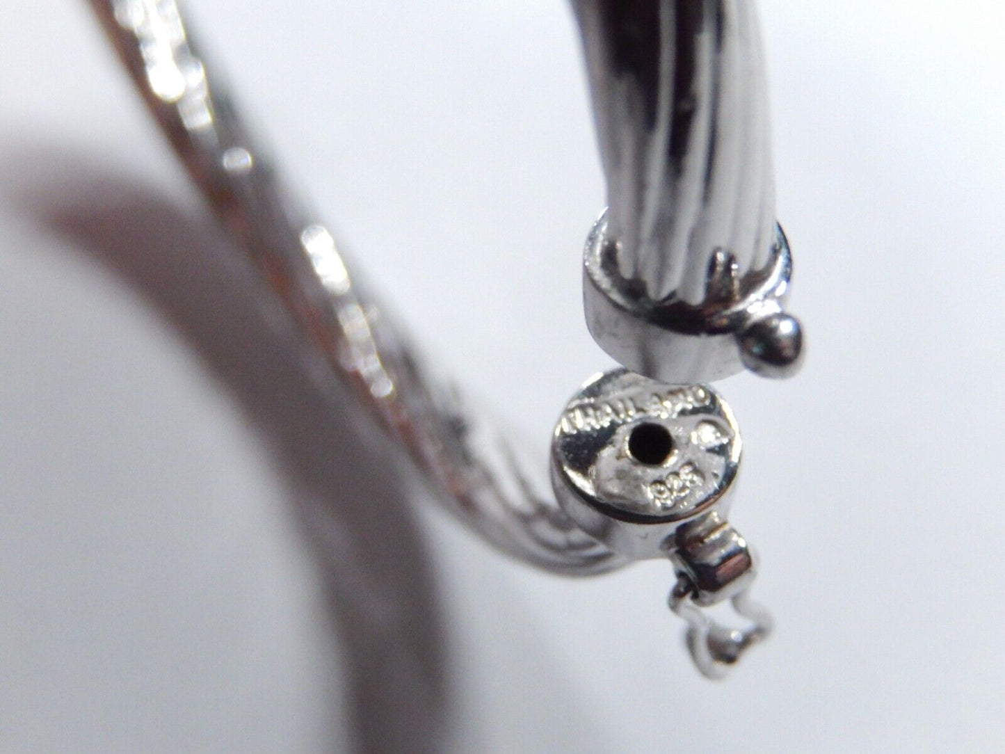 Sterling Silver 925 Thailand Twisted Rope Design Hinged Bangle Bracelet