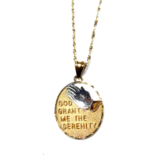 Gold Vermeil 925 God Grant Me the Serenity Prayer Pendant w18 Chain