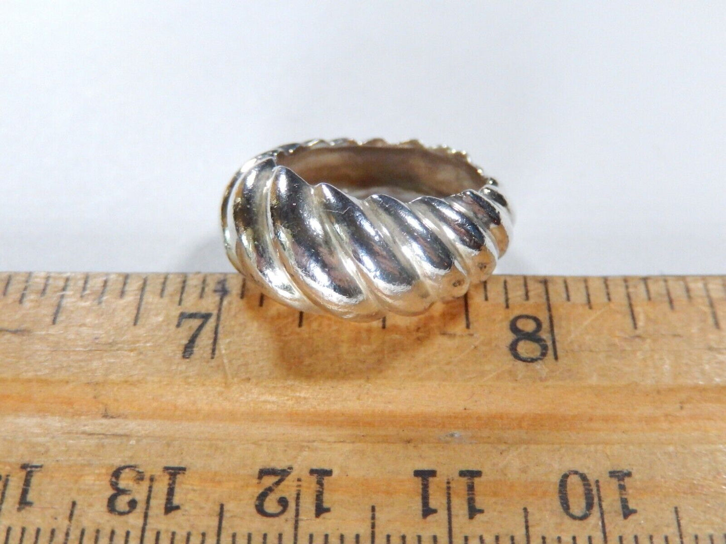 *VINTAGE* Sterling Silver 10.5mm Wide Shrimp Ring Size 5.5