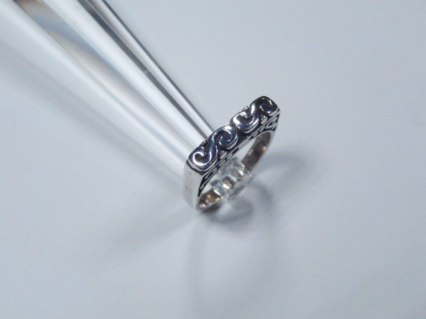*VINTAGE* Sterling Silver 3.75mm Filigree Flat Top Band Ring 925 Sz: 6.5