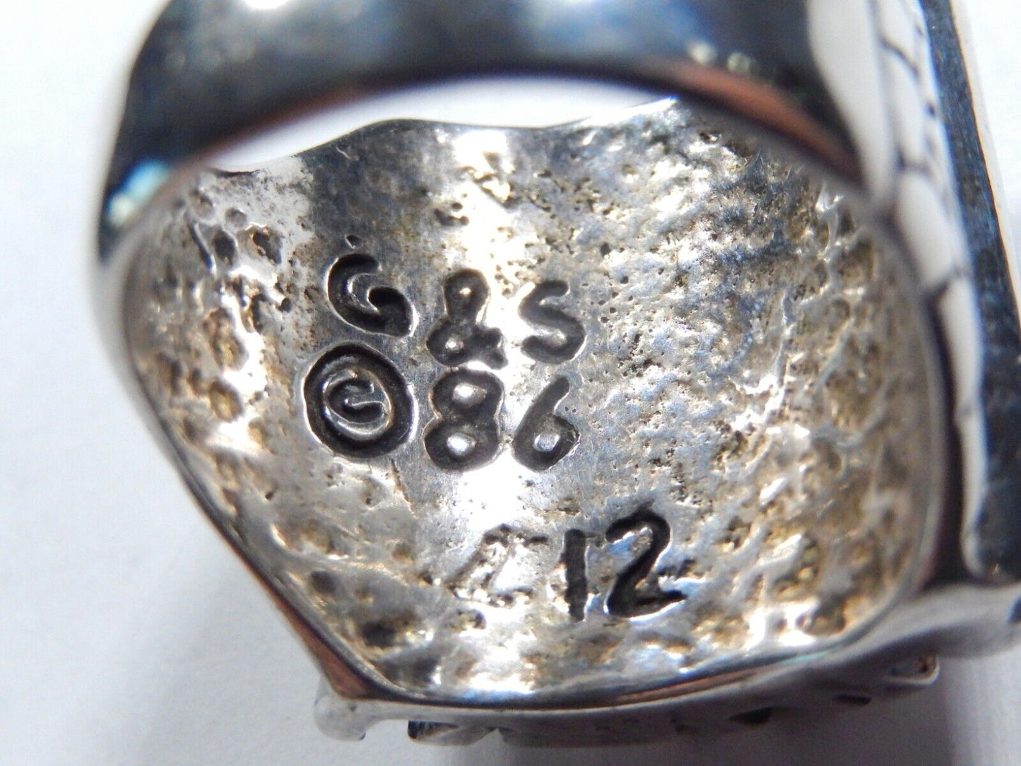 *RARE* G&C 1986 Sterling Silver Men's Biker Motorcycle Large Statement Ring Sz12