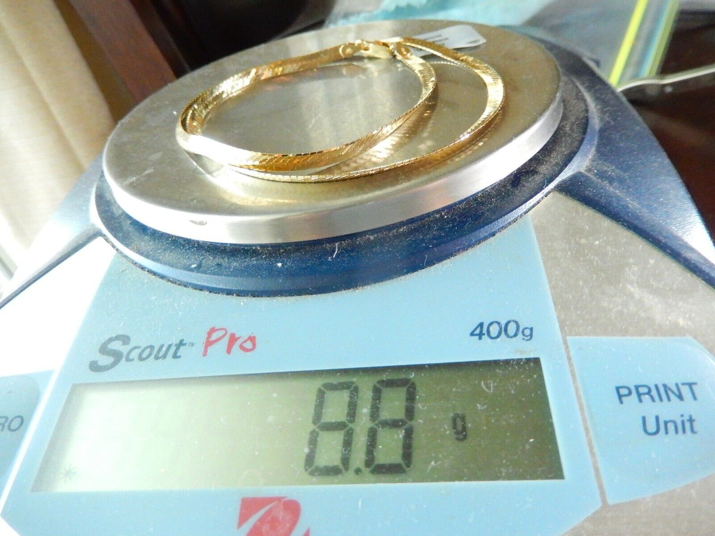 VERMEIL 4.0 mm HERRINGBONE FLAT .925 CHAIN NECKLACE ITALY  18" - 8.8 grams
