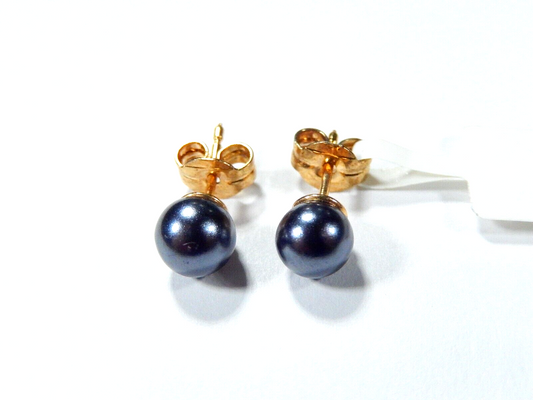 14k Yellow Gold 6mm Tahitian Pearl Stud Earrings