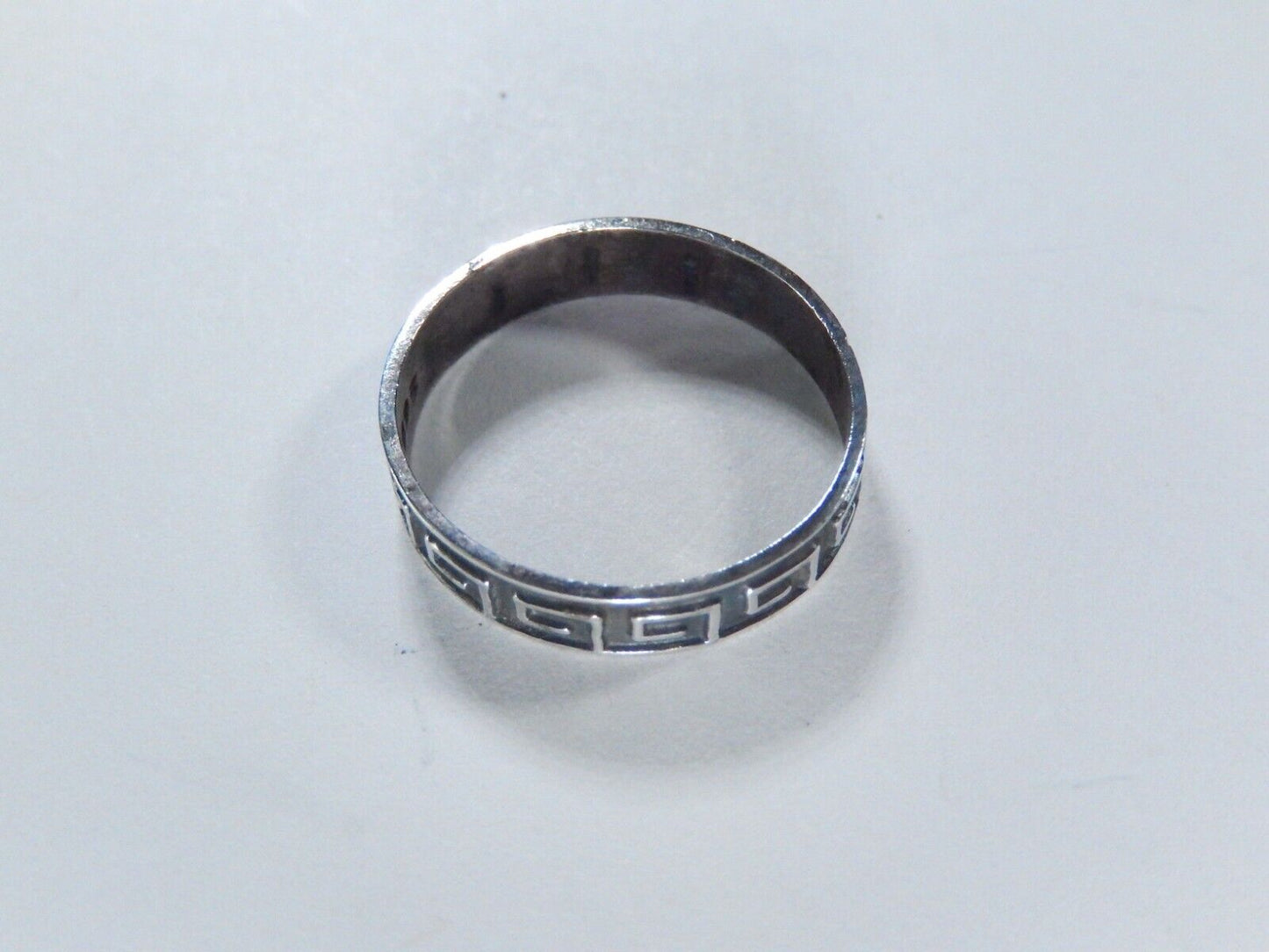 Sterling Silver Geometric 4.25 mm Wide Tribal Band Ring 925 Sz 6.25