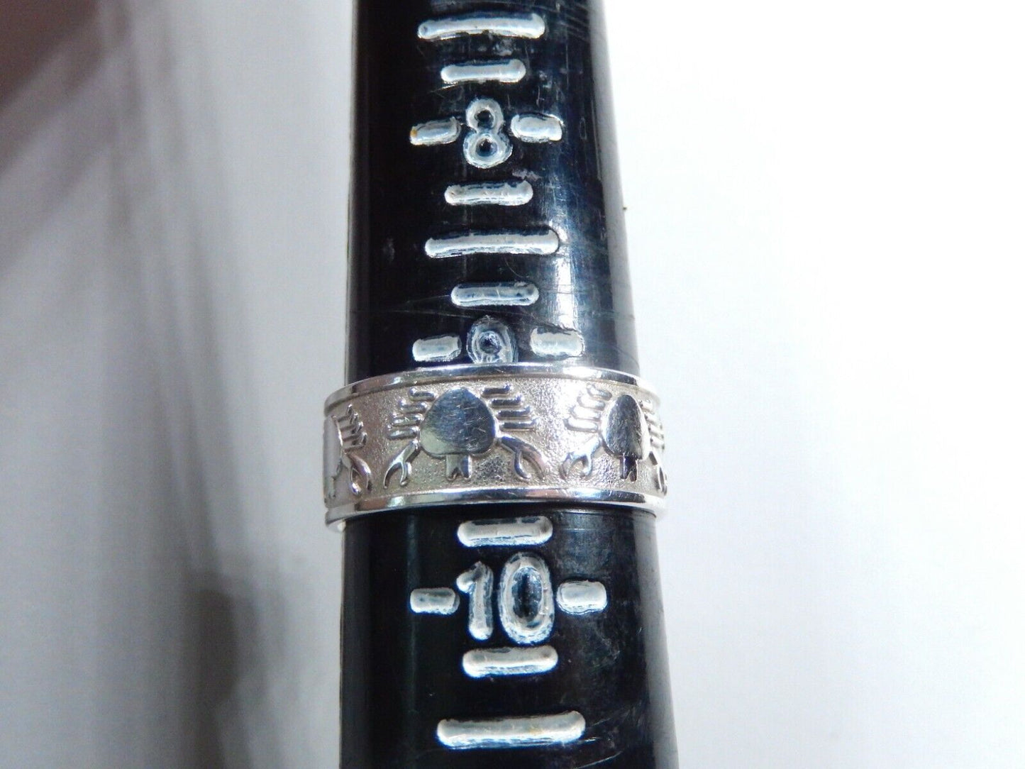 *VINTAGE*  Sterling Silver Crab Cancer Sign Unisex Band Ring Sz 9 Adjustable
