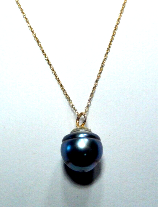 14K Yellow Gold Tahitian 11mm Pearl 18" Necklace